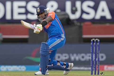 Suryakumar Yadav plays a shot against England